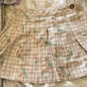 UO Plaid Peach Embroidered Skirt